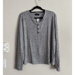 NWT Lane Bryant Plus Size 3X 18/20 Top Gray‎ Copper Metallic Long Sleeve Stretch
